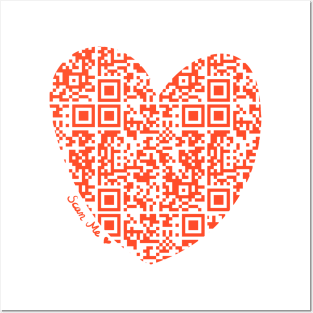 Red Rick Astley Rickroll QR Code Heart Art Posters and Art